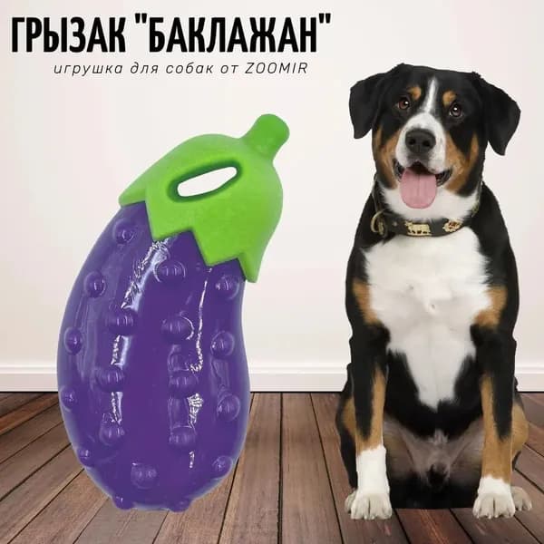 Игрушка для собак Баклажан , мяч из термопластической резины, пищащий, 11*5см
