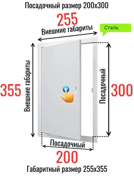 Люк металлический Визионер с магнитом 200х300 мм