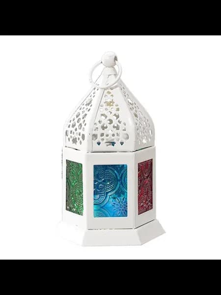 Фонарь Moroccan с батарейкой, белый, декоративный