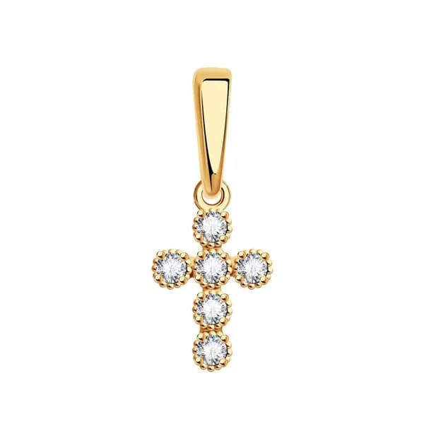 Золотая подвеска DIAMANT-ONLINE с фианитом 585 пробы
