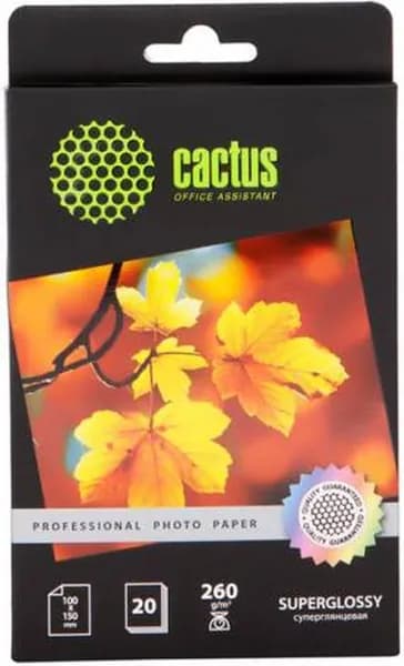 Фотобумага для принтера глянцевая Cactus Prof CS-HGA626020 10x15/260г/м2 для струйной печати (20 листов)
