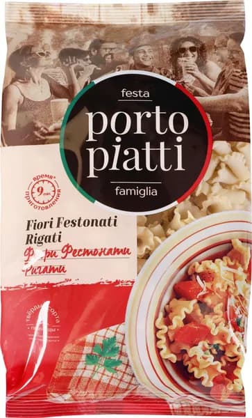 Макароны PORTO PIATTI Фиори Фестонати Ригати, 400г