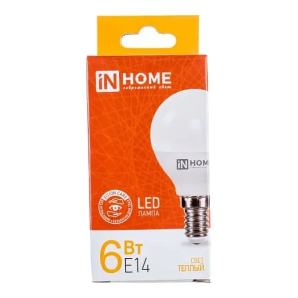 светодиодная лампа IN HOME LED-ШАР-VC 6Вт E14 3000К