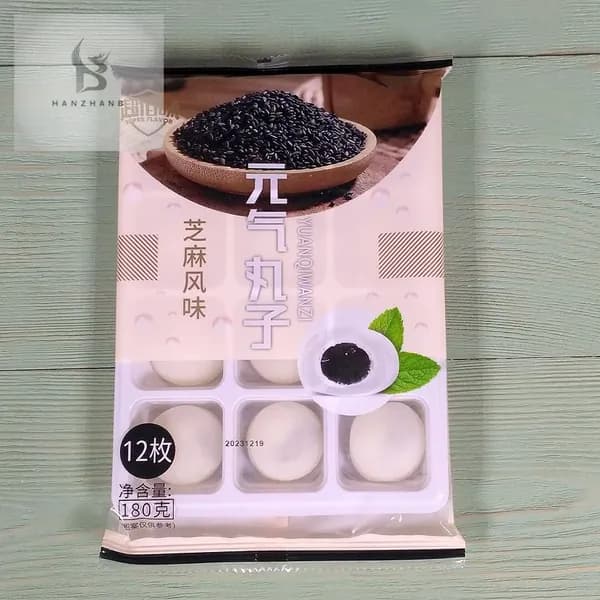 Рисовое моти (mochi, мочи) пирожное со вкусом кунжута без сахара 180гр/ Азиатские сладости/ Клецки из рисовой муки с начинкой/ Япония, Корея, Китай