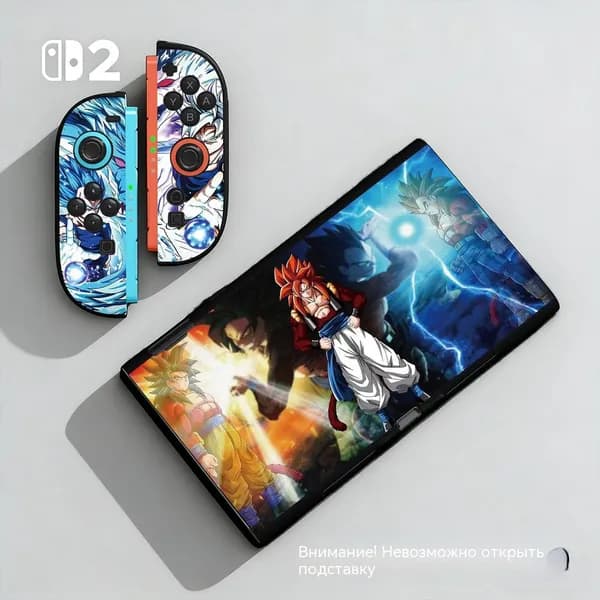 Dragon Ball, Мягкий защитный чехол с возможностью крепления для Nintendo Switch 2_Черный-Какарот и Вегета