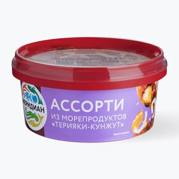 Ассорти из морепродуктов в соусе терияки с кунжутом 180 г, Меридиан