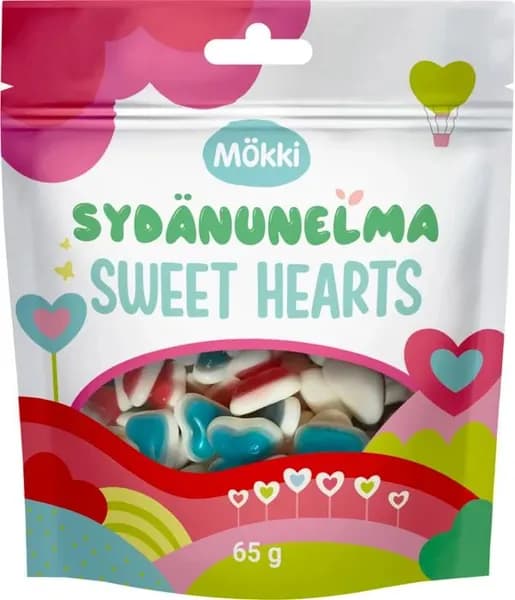 Мармелад жевательный в форме седечек Mokki Sydanunelma Sweet Hearts 65 гр.