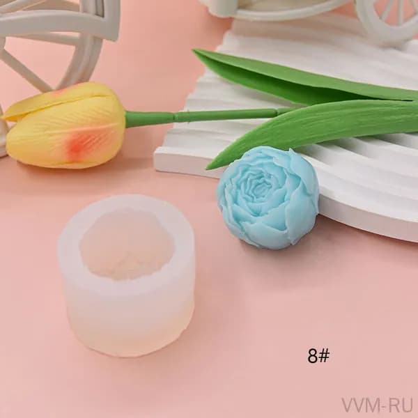 Новая кросс-бордерная силиконовая 3D-стерео клеевая форма для изготовления вручную цветочных ароматических свечей и гипсовых изделий (8)