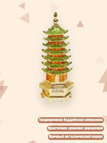 Элегантная металлическая эмалевая шкатулка для хранения украшений с традиционным буддийским дизайном, Зеленый