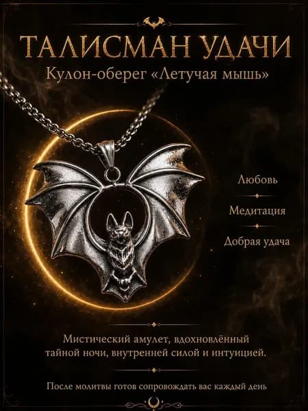талисман Оберег/Амулет Летучая мышь Оберег на удачу Кулон женский, мужской