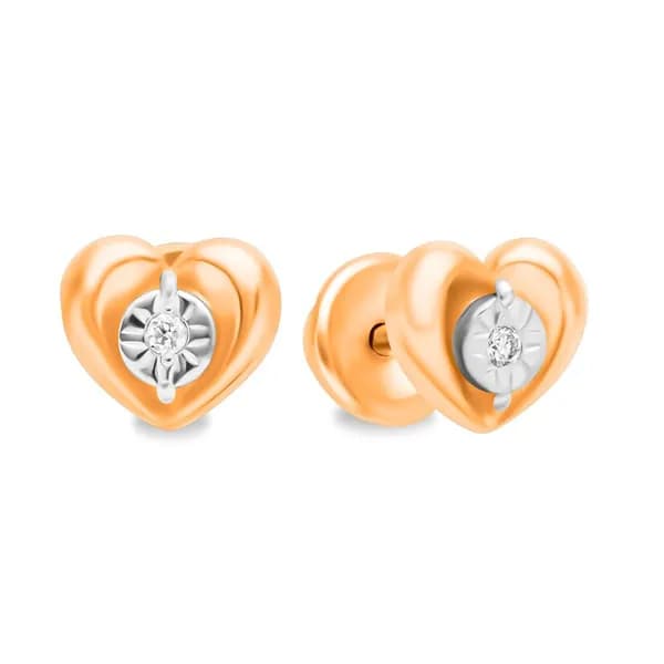 Серьги женские с бриллиантами из красного золота 375 пробы 585GOLD