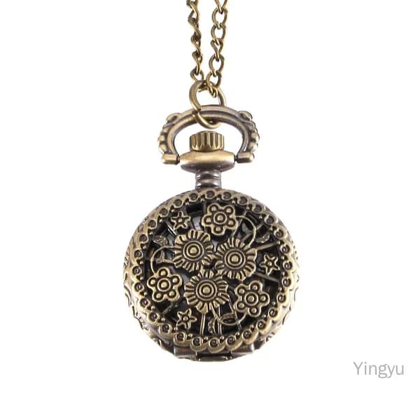 Ретро карманные часы с цветком сливы, бронзовый, малый размер