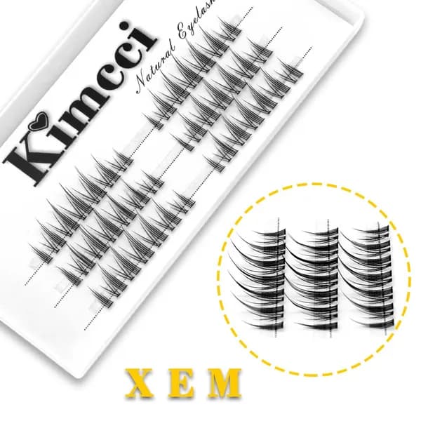 Kimcci-XEM/3D пушистые натуральные сегментированные накладные ресницы/Натуральное удлинение Россия накладные ресницы с одним пучком
