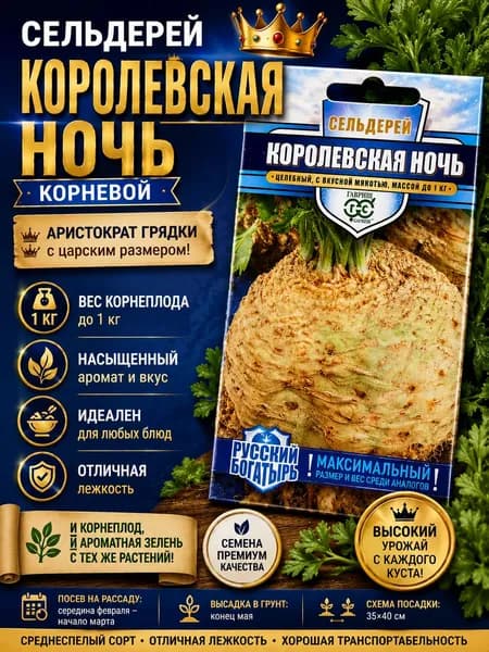 Семена Сельдерей корневой Королевская ночь, Крупноплодный, Среднеспелый