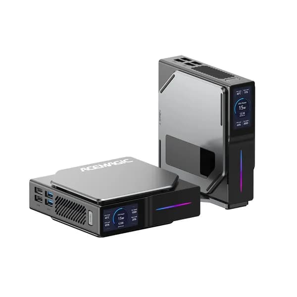 ACEMAGIC Мини-ПК 2025 S1 12-е поколение Alder Lake-N150 с RGB и экраном (Intel Alder Lake N150, RAM 16 ГБ, SSD 1024 ГБ, Intel UHD Graphics, Windows 11 Pro), S1 N150, черный