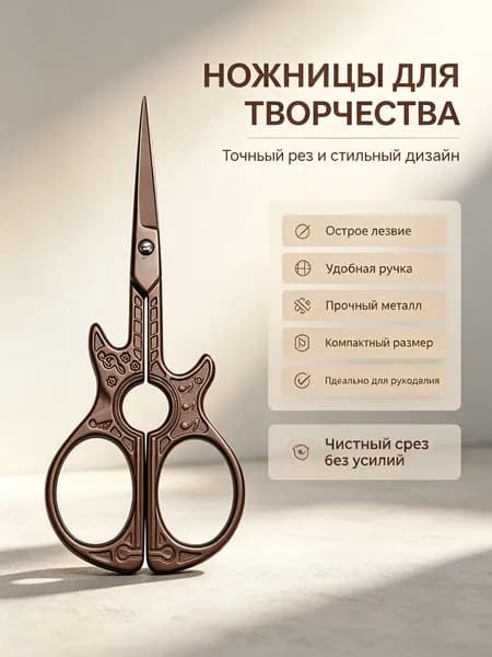Ножницы для рукоделия винтажные гитарной формы, бронзового титанового покрытия, из нержавеющей стали для вышивки и обрезки ниток