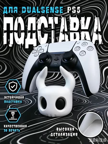Подставка для геймпада (джойстика) DualSense PS5 "Череп", держатель для контроллера PlayStation 5 в форме черепа, белый