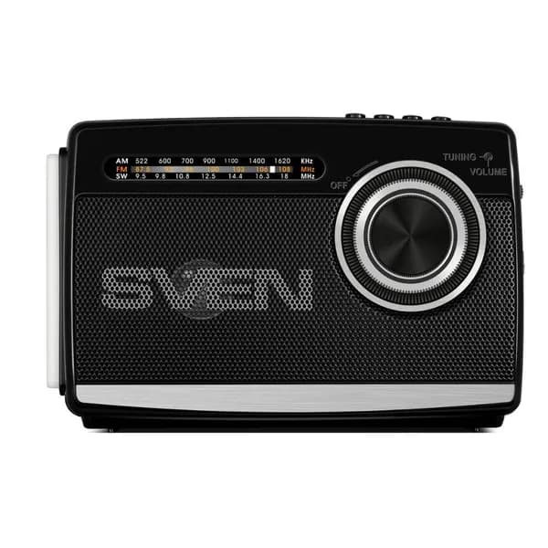 Радиоприемник, чёрный, 3 Вт, Bluetooth, FM/AM/SW, USB, microSD, фонарь, встроенный аккумулятор SVEN АС SRP-155 (SV-022716)