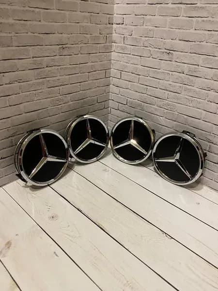 Заглушки дисков Mercedes - Star 75мм d (4 шт.), черный цв