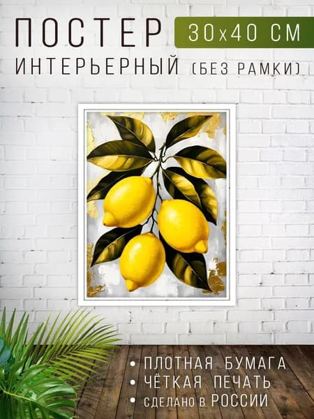 Постер для интерьера на стену Лимоны 30х40 см