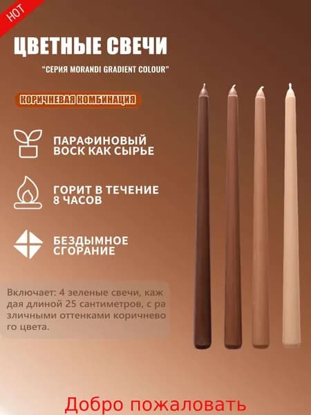 Свеча 25 см х 2.5 см 4 шт