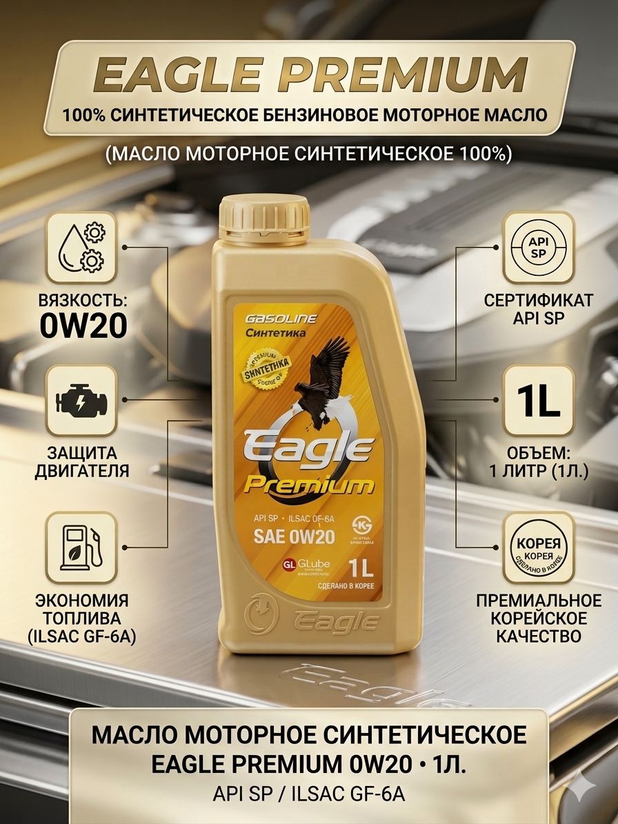 Eagle 0W-20 Масло моторное, Синтетическое, 1 л