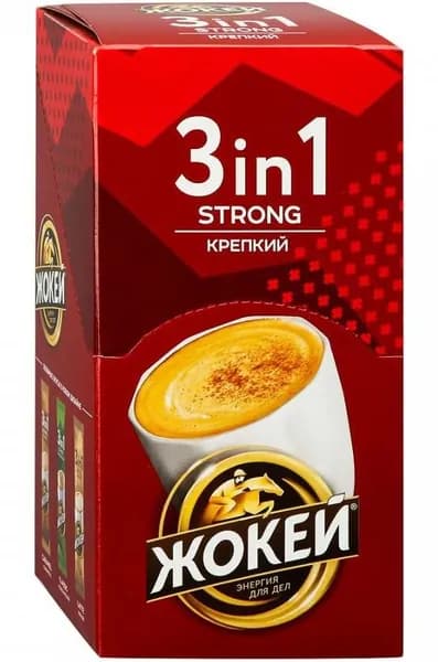 Кофейный напиток растворимый Жокей Крепкий 3 в 1 порционный, 10*12 г 6012952