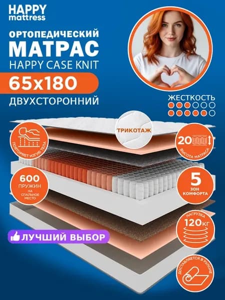 Матрас HAPPY CASE KNIT 65х180 см ортопедический