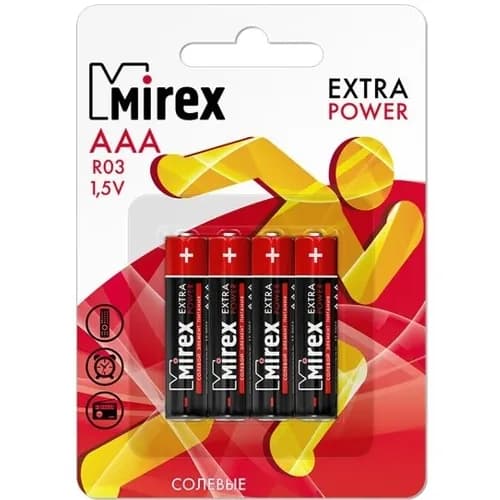 Батарейка AAA солевая Mirex R03 в блистере 4 шт.