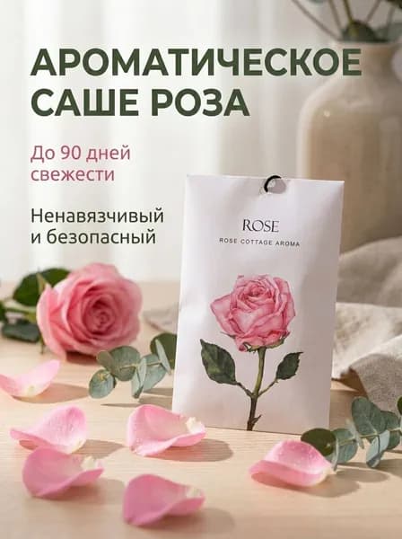 Саше для шкафа ароматическое / Саше для белья / Аромат роза / 2 шт