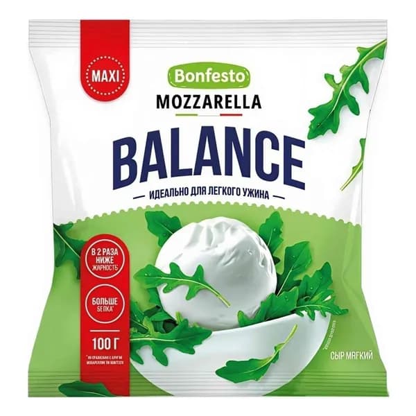 Сыр мягкий Bonfesto Моцарелла maxi 30% БЗМЖ 100 г
