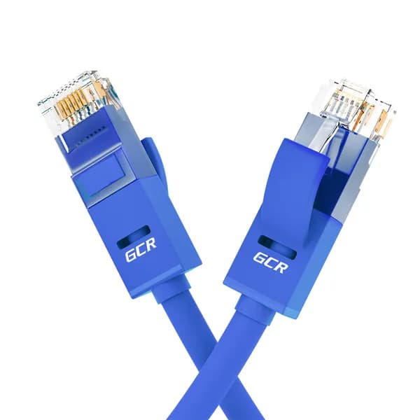 Короткий патч-корд LAN кабель GCR для подключения интернета КАТ.5e RJ45 1Гбит/c 30 см патч-корд UTP синий