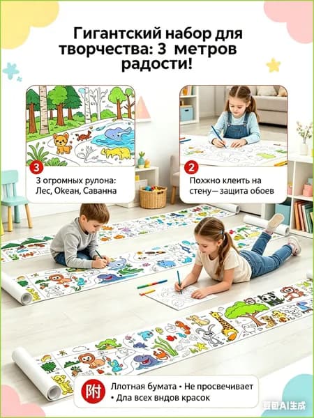Бумага для рисованиядля эбру A1, 3 лист., шт