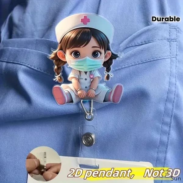 Держатель для бейджа, врачи медсестры, мультяшный принт, плоский акрил, медицинский аксессуар