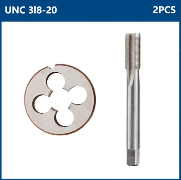 Набор UNC 3/8"-20 дюймовых метчиков и плашек, правосторонние, для нарезки резьбы в стали.2 шт