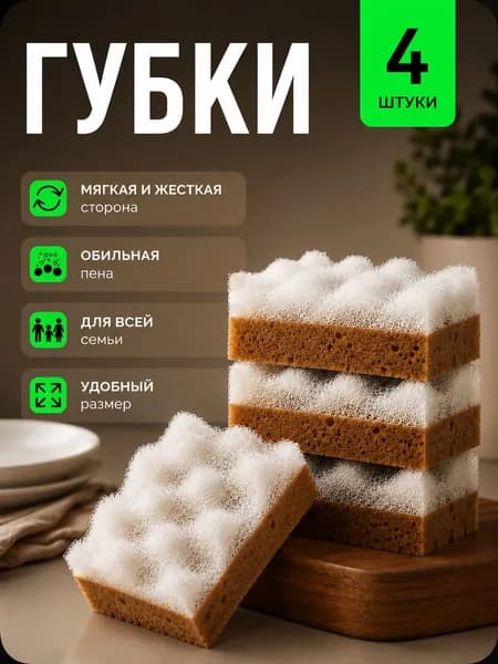 Губка для тела, мочалка для душа, набор 4 штуки