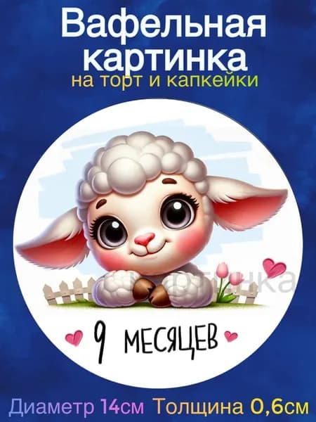 Вафельная картинка "С Днем Рождения малышу. Первые месяцы жизни". Сладкая картинка, съедобная печать для декора торта, бенто-торта, украшения пряников и капкейков.