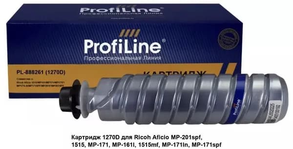 Тонер-картридж Profiline 888261- 1270D черный, для лазерного принтера Ricoh Aficio 1515, MP161, MP171, MP201