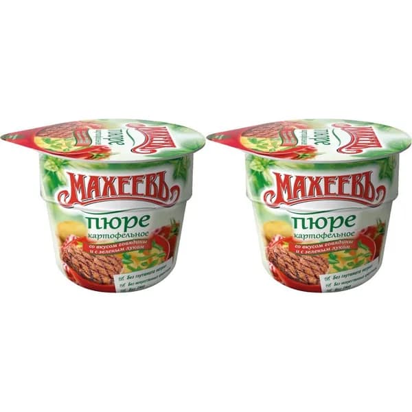 Махеевъ /Картофельное пюре Со вкусом говядины и зеленым луком, 40 г, 2 шт