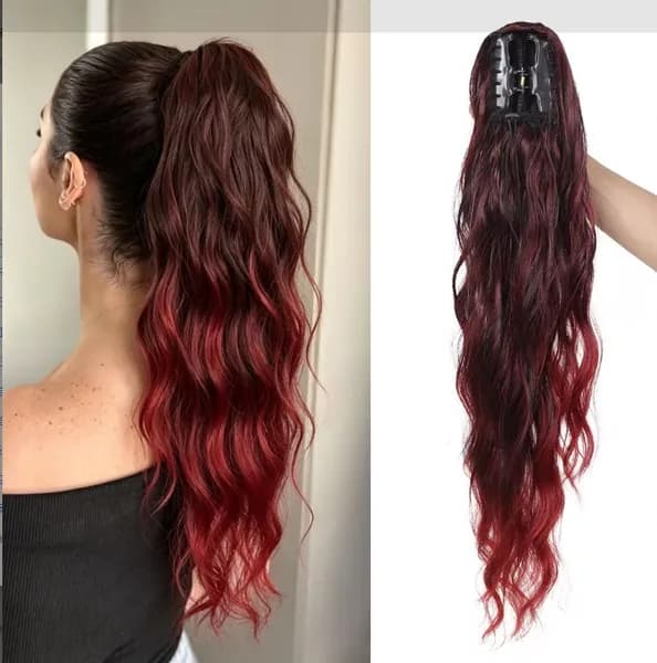 Накладные волосы на заколке-крабе, 55cm длинные волнистые пряди ombre для объема