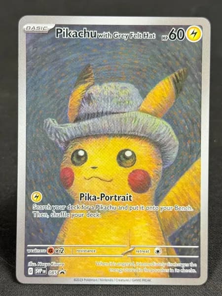 Портативные карты PKM S Настройка и прокси высококачественной фольги Pikachu with Grey Felt Hat Scarlet & Violet Promos (SVP) #085