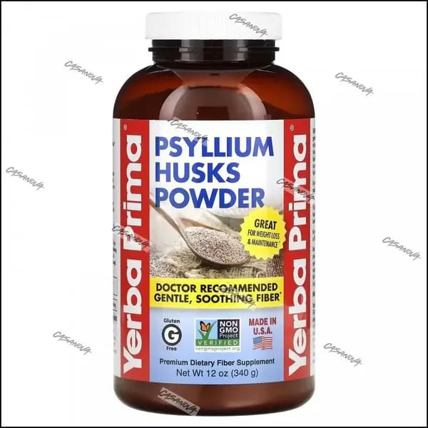 Yerba Prima, Psyllium Husks Powder (Псиллиум), клетчатка, порошок из шелухи семян подорожника, 340 г-