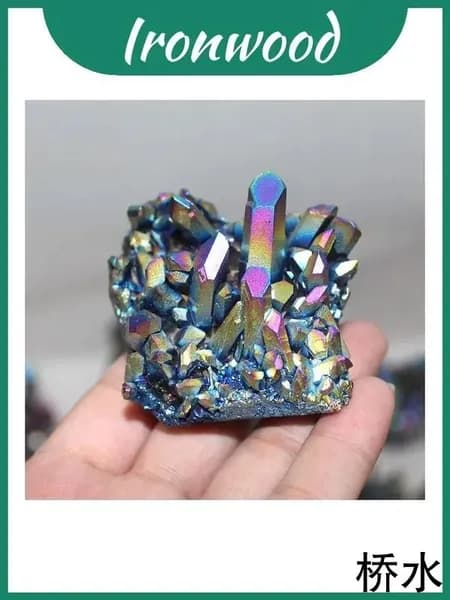 натуральный кварц кристалл rainbow titanium cluster striking, 15 г