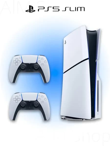 Игровая приставка Sony PlayStation 5 Slim с дисководом + 2 геймпад (белый)