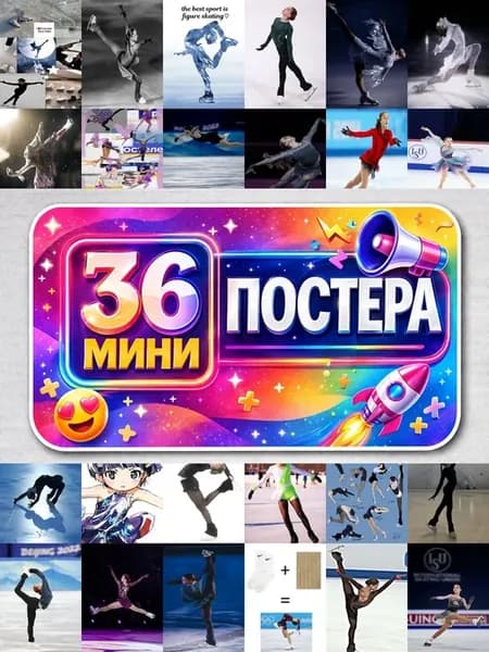 Минипостеры 36 шт фигурным катанием