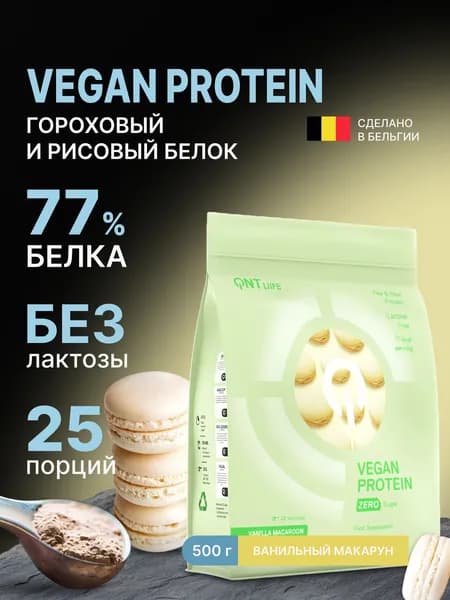 Веганский протеин QNT Vegan Protein, растительный протеин горох и рис, ваниль 500г.