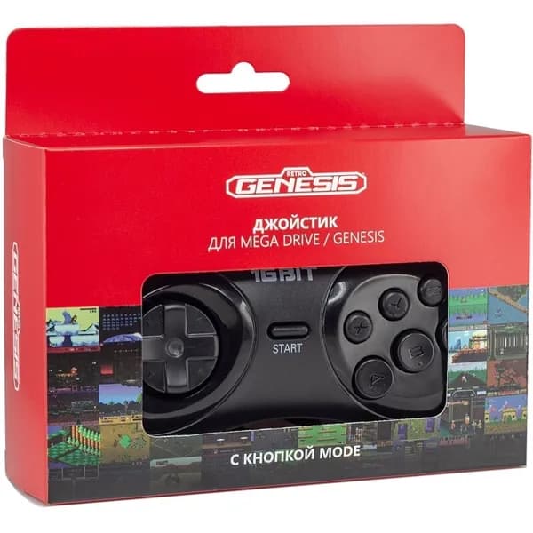 Геймпад (джойстик) Retro Genesis с кнопкой Mode (черный)