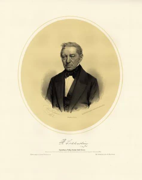 Большая антикварная литография 1857 год. Врач-зоолог Мартин Генрих Лихтенштейн