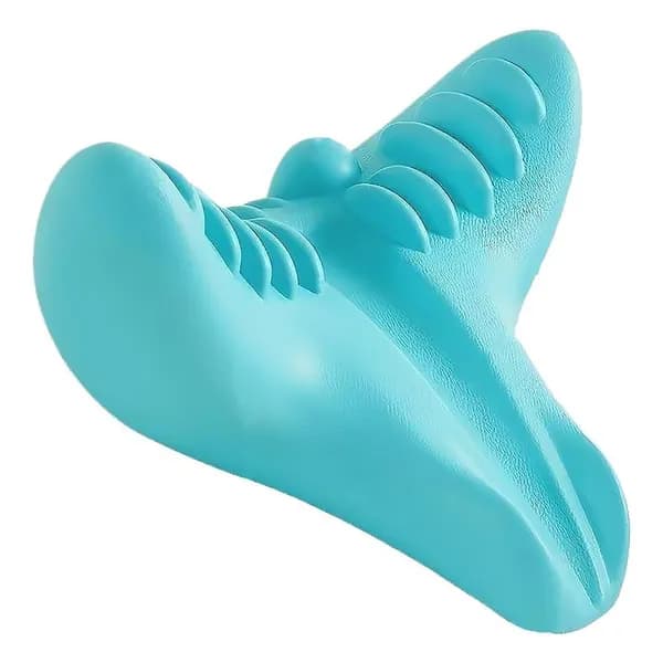 Массажер для шеи и плеч ортопедический подушка для вытяжения шейного отдела позвоночника голубой
