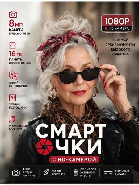 Очки с камерой, черный